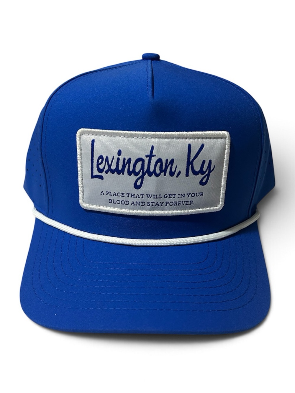 Happy Threads Lexington Kentucky Patch Hat Royal & White Hat NWT